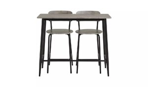 Grey Dining Table And 2 Grey Stools Black Legs Argos Home Crowe Ex-Display Boxed