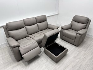 Ex-Display La-Z-Boy Daytona 3 Seater and Armchair Sofa Set in Grey Leather