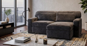 Grantley Power Sliding Sofa, Charcoal Fabric, Ottoman Storage, Wireless Charging - Ex-Display