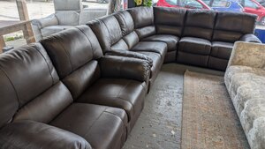 Verys Ex-Display Brown Leather Corner and 2-Seater Recliner Sofa Set