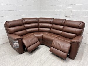 Ex-Display La-Z-Boy Cleveland Tan Leather Corner Sofa