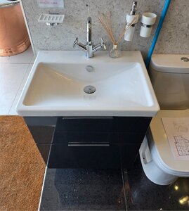 VitrA Ecora 600mm Vanity Unit, Basin & Tap - Gloss Anthracite - Ex-Display
