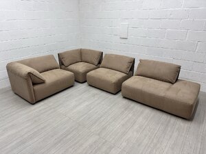 Sofology Tessuto Modular L-Shape Corner Sofa in Camel Suede