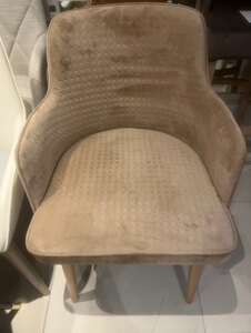 New Ex-Display, Bespoke Made, Beige Circle Embossed Celine Dining Chair