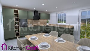 German Kitchen, Hacker, Handleless, Scala in Olive Green