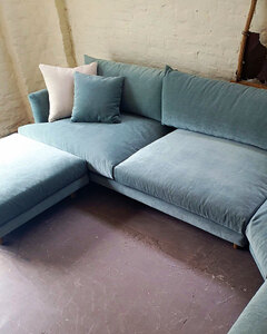 4-Seat L-Shape Corner Sofa, Duck Egg Teal, Ex-Display, Chaise Large