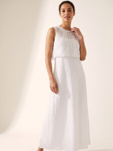 M & S Sienna Miller Crinkle Slip Dress UK 10 Mesh Top Ivory Ex-Display 2 Piece