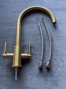 Ex-Display Carysil Hs945 Pvd Twin Lever Kitchen Tap Gold Finish