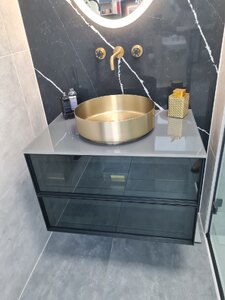 Ex-Display GB Class Vanity Unit 800mm Wide with 2 Glass Drawers and Top