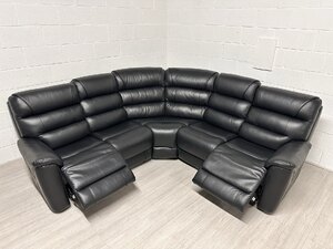 Ex-Display Sofology La-Z-Boy Cleveland Power Recliner Corner Sofa in Jet Black Leather