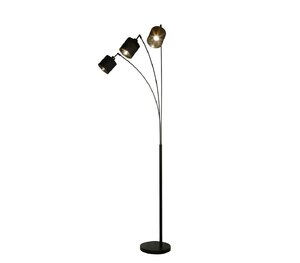 3 Light Floor Lamp Modern Black Shades Jackson Homebase - Ex-Display Boxed