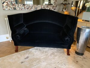 Ex-Display George Smith Ryan 2 Seater Hall Sofa Settee in Black Velvet