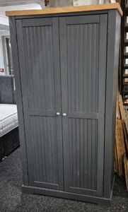 Country Charcoal 2 Door Pine Wardrobe (Ex-Display)