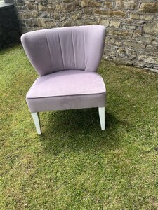 Ex-Display Lilac Velvet Cocktail Chair – Bedroom/Dressing Table Accent Chair