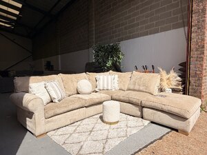 Ex-Display Multi York Beige Velvet Corner Sofa with Footstool
