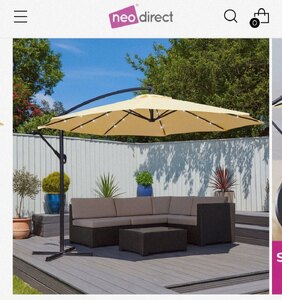 Neo 2.5M Grey Outdoor Freestanding Parasol with Dust Cover, Ex-Display