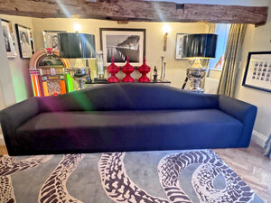 Ex-Display George Smith Anoushka Sofa in Black Fabric, 353cm Wide