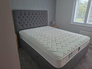 Ex-Display Charcoal Grey Kingsize Ottoman Bed With Tempura Mattress