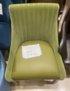 New Ex-Display Bespoke Made Green Velvet Dining Chair In Stock