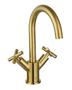 Ex-Display JTP Solex Mono Deck Mounted Spout Basin Mixer in Brushed Brass