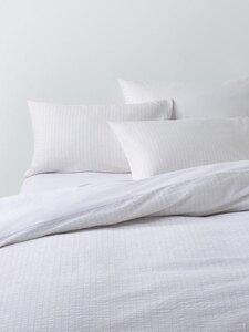 John Lewis Seersucker Pinstripe King Duvet Cover Set, Natural Ex-Display