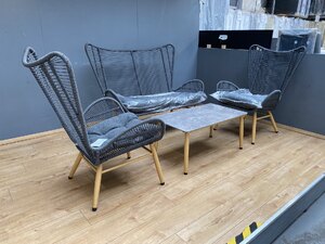 Pacific Living Four-Piece Grey Polyrope Garden Lounge Set with Cushions