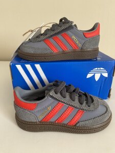 Adidas Spezial Infants Trainers UK5 EU21 Grey Red Hook & Loop Elastic Laces Ex-Display