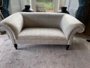 Ex-Display George Smith Chesterfield Standard Sofa, Contemporary Fabric, Beige