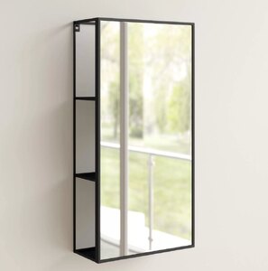 Ex-Display Wall Mounted Mirror Black Frame With Shelves