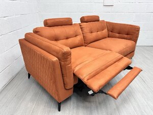 Ex-Display Sofology Muse Power Recliner 3 Seater Sofa in Orange Suede Fabric