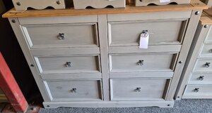 Corona Grey Wax 6 Drawer Wide Pine Chest of Drawers Ex-Display