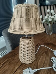 Rattan Effect Table Lamp, 35cm Tall, Ex-Display Model