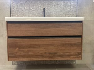 Dansani Ex-Display Vanity Unit and Basin in Brown Oak - Collection Only